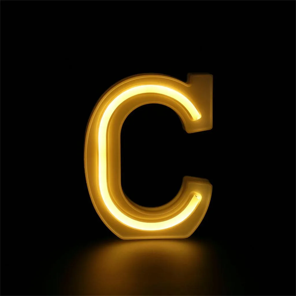 C 3D 26 букв Алфавит светодиодный светильник USB буквенный светильник s светильник белый Крытый настенный ночник для свадебной вечеринки декор A-Z - Цвет: C