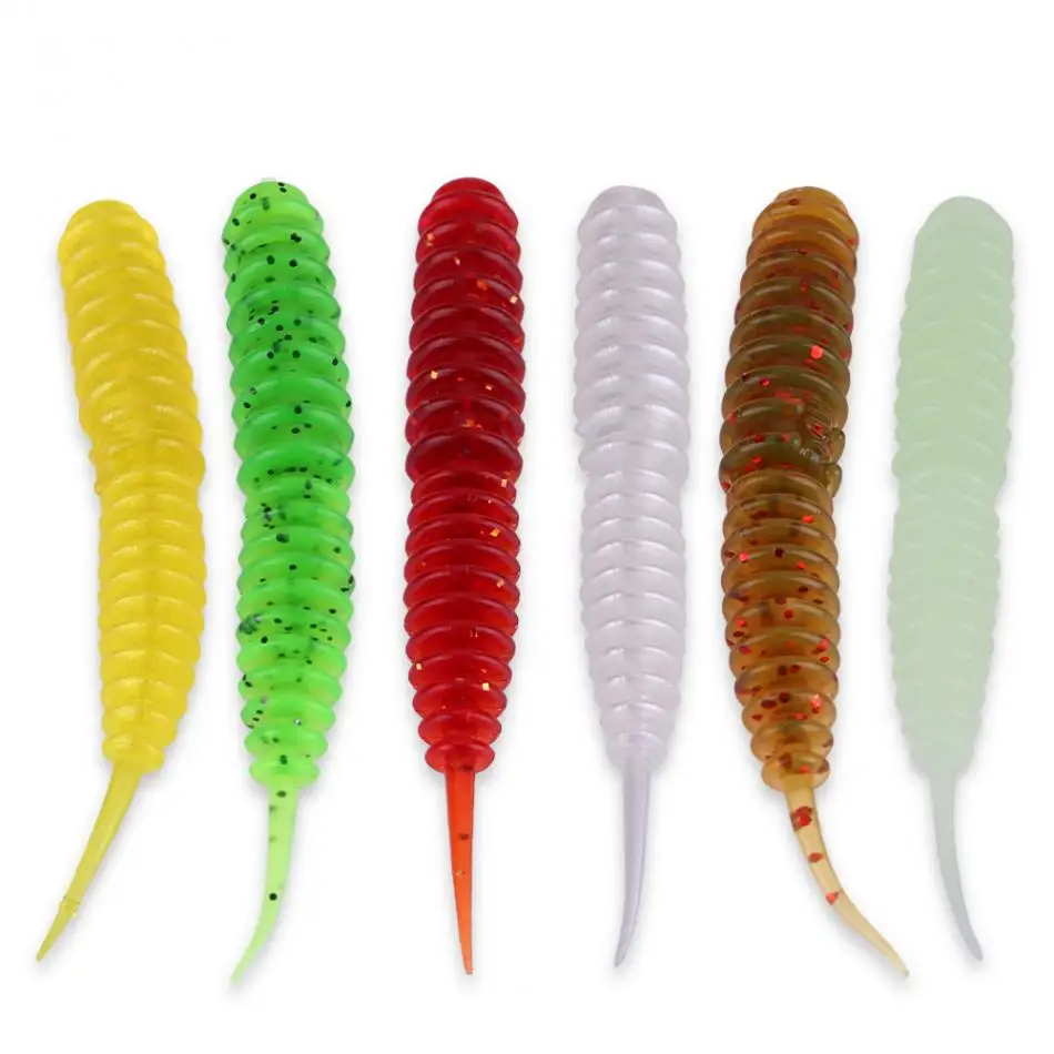 20pcs Fishing Lure Shad Worm 6cm Aritifical maggot Grub Silicone Soft
