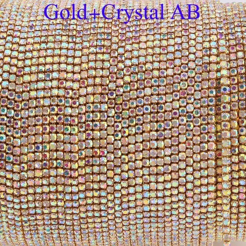 Taidian SS8 SS6Silver металлические стразы цепочка для чашки кристалл AB Стразы окантовка в рулонах 10 ярдов/партия - Цвет: MS4001 gold