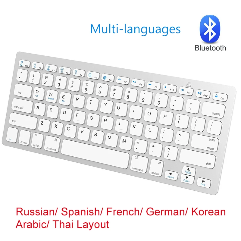 

Wireless Bluetooth 3.0 Russian Keyboard Spanish French German Korean Arabic Thai Multi-Language Keyboard For Android Windows IOS