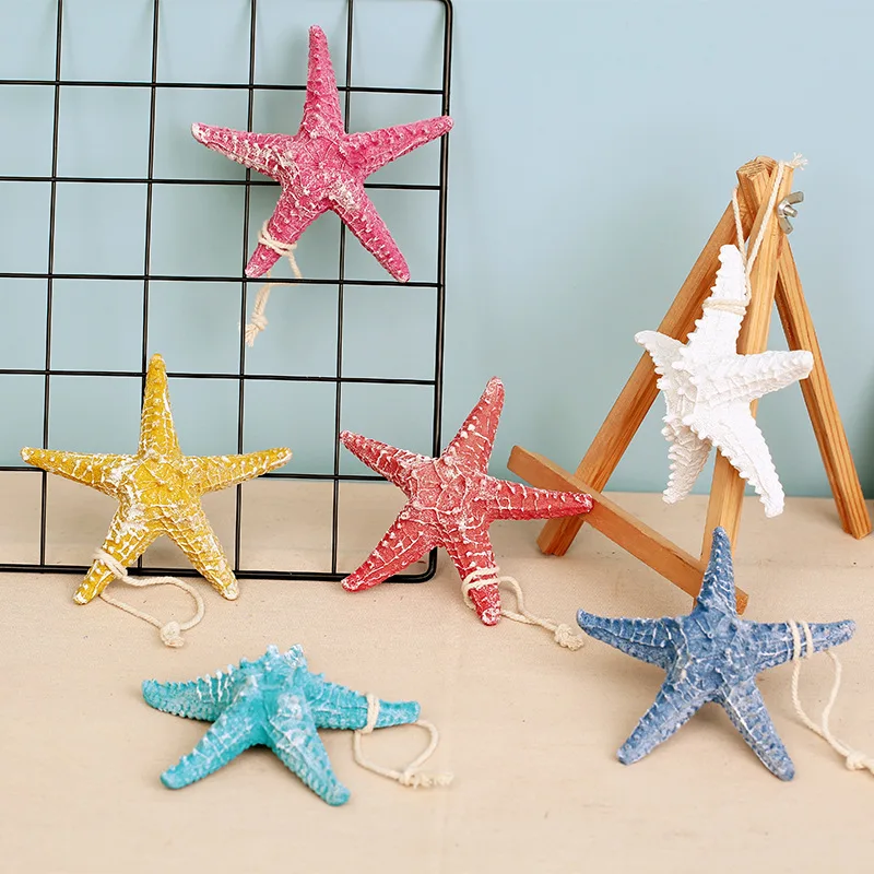 

1pcs Mediterranean Style Decoration Colorful Resin Starfish Wall Hanging Crafts Home Nautical Decoration Ornament 13/16/22cm