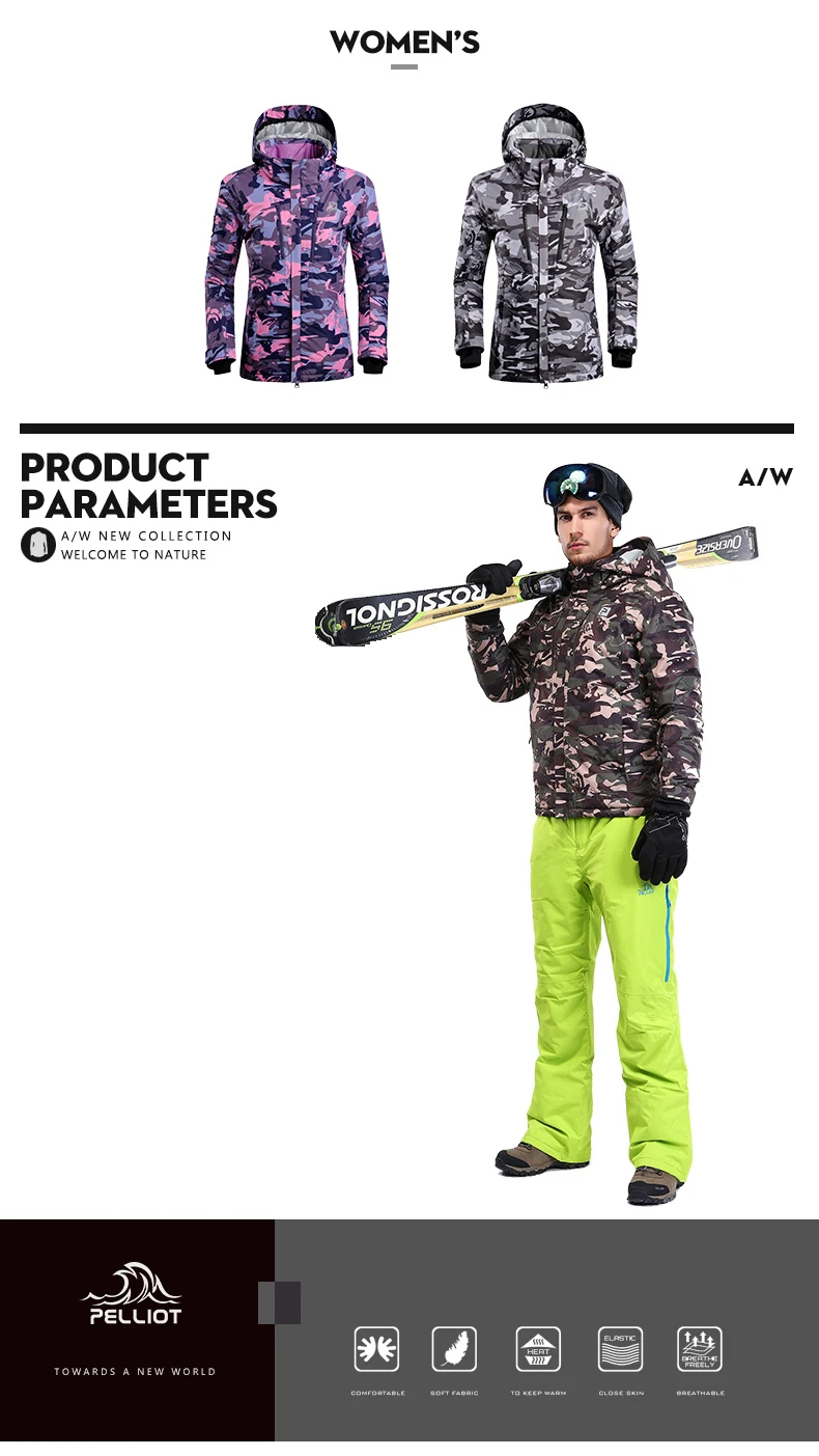 Pelliot известный бренд мужской горнолыжный костюм куртка+ брюки высокое качество водонепроницаемый ветрозащитный дышащий сноуборд куртка для мужчин