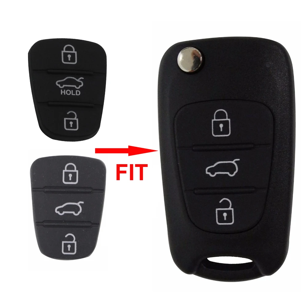 Sale jingyuqin New Replacement Rubber Pad 3 Buttons Flip Car Remote Key Shell For Hyundai I30 IX35 Kia K2 K5 Key Cover Case 6