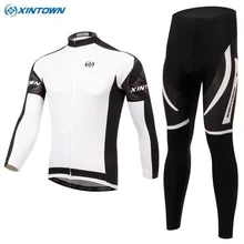Xintown Для мужчин команда белый Велоспорт Джерси Ropa Ciclismo Наборы для ухода за кожей открытый Велосипедный Спорт Джерси установить велосипед куртка с длинными рукавами комбинезон