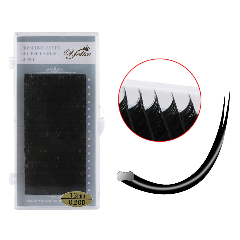 

16 Lines Pro Soft Split-tip Individual False Flat Lashes Mink Ellipse Eyelashes Extension Natural Extensions Eyes Makeup Tools