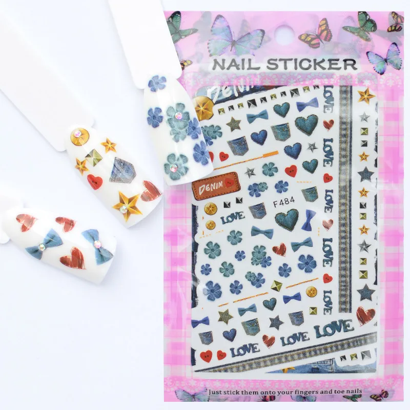 

100% New Arrivial 3D Nail Stickers Diamond/Bow Sticker 3D Nail Art Charm Children DIY Manicure Decal