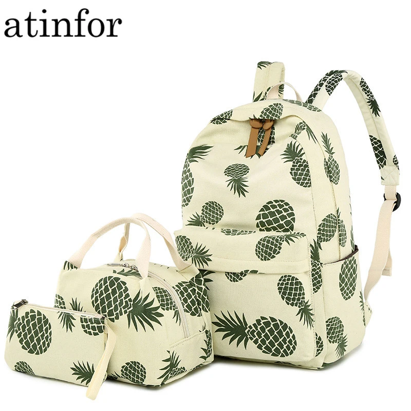 Details about / Pineapple Fruit Women Canvas Backpack Girls Boys School Laptop Bag Rucksack Gift