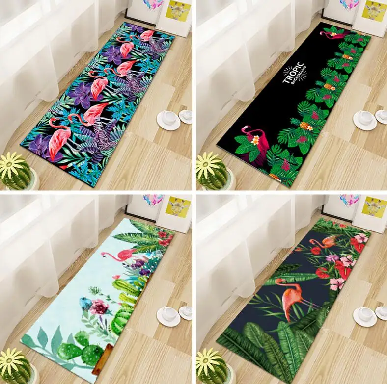  Ins Nordic Flamingo Kitchen Rug Anti-Fatigue Floor Mat Kitchen Mat Entrance Hallway Doormat Anti-Sl