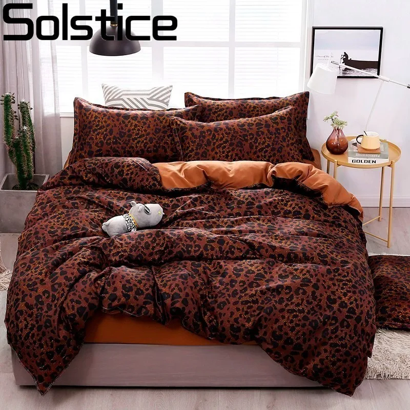 

Solstice Grey Leopard Style Bed Linens 3/4pcs Soft Comfortable Duvet Cover Bed Sheet Pillowcase Queen King Size Bedclothes