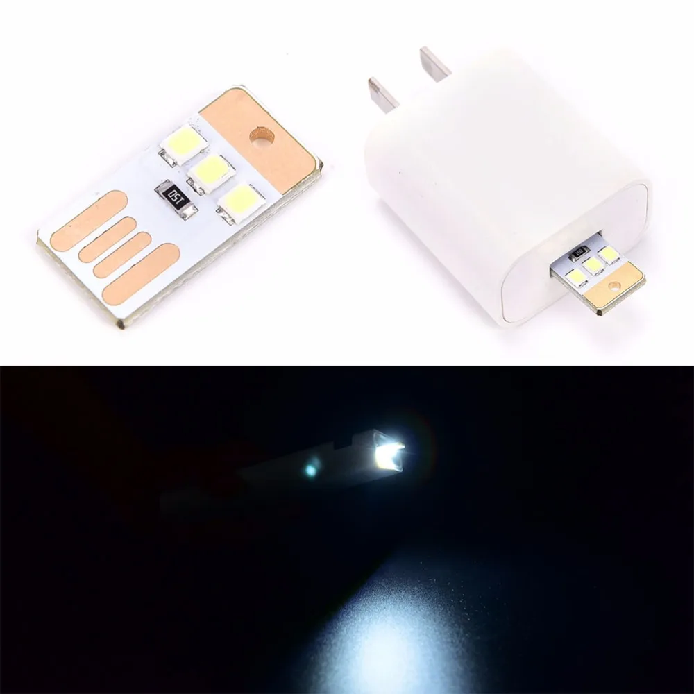 5 шт./лот Мини карманная карта USB мощность светодиодный брелок ночник 0,2 Вт Светодиодная лампа USB книга свет для портативных ПК запасные