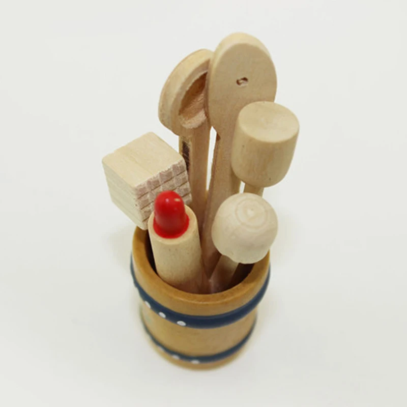 Деревянная кухонная утварь имитация ложка-Лопатка модель игрушки для украшения кукольного дома 1/12 кукольный домик Миниатюрные аксессуары