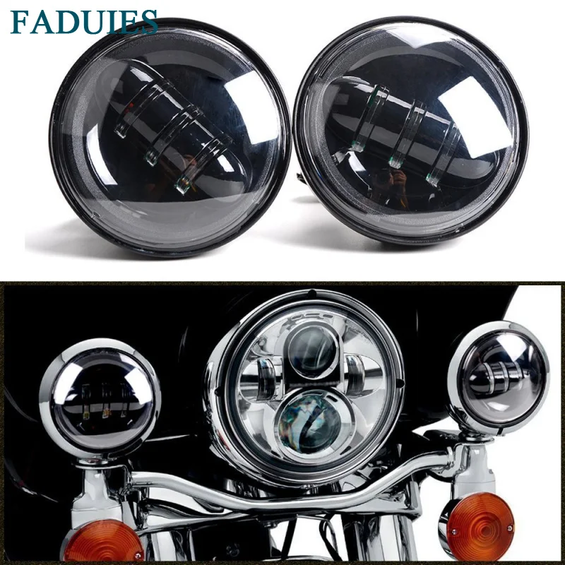 FADUIES 4.5 Inch 30W Black Led Spot Lights 6000k White Passing Projector Fog Lamp For Harley Daymaker Motorcycles  1 (2)