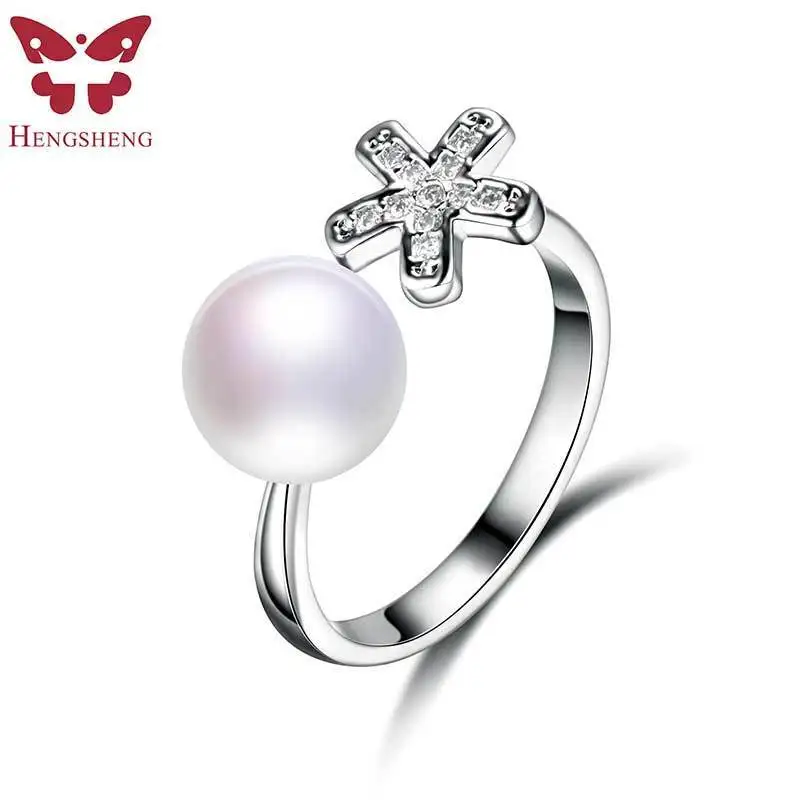 

Real Pearl Women Ring, Fine Jewelry Flower Shape Zircon 925 Silver Ring For Women, Five Colors Pearl Ring Wedding/Party/Date