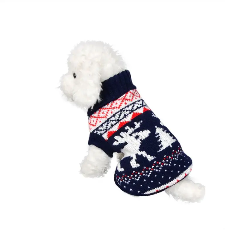 Собака классический олень и дерево и снег свитер щенок водолазка ткань для зима-осень животным костюм свитер для повседневной носки питания W1