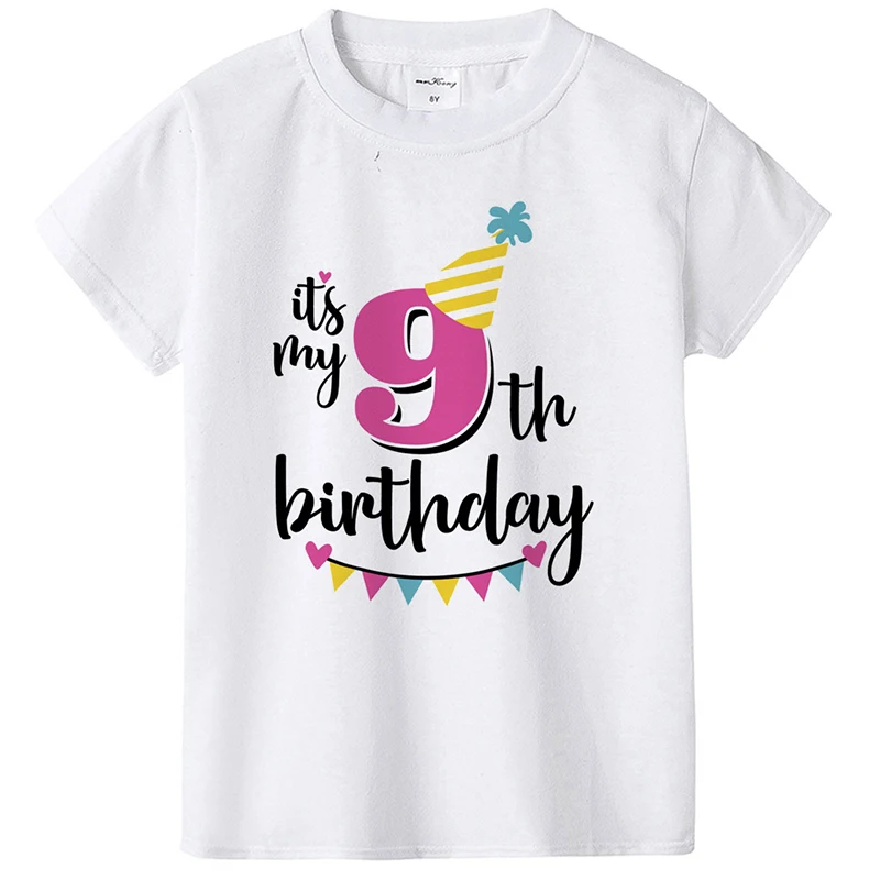 Детская летняя футболка, футболки с короткими рукавами для мальчиков и девочек, топы для детей 1, 2, 3, 4, 5, 6, 7, 8, 9 лет, подарок на день рождения - Цвет: 9