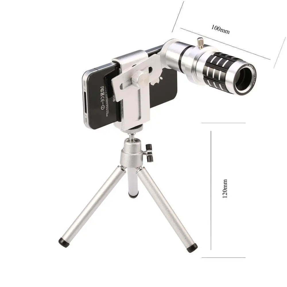 Camera Telephoto Lenses 12X Zoom Mount Tripod Telescope Lens For Iphone 7 PLUS/For Galaxy Edge NOTE S5 Neo P9 3C Cell Phone