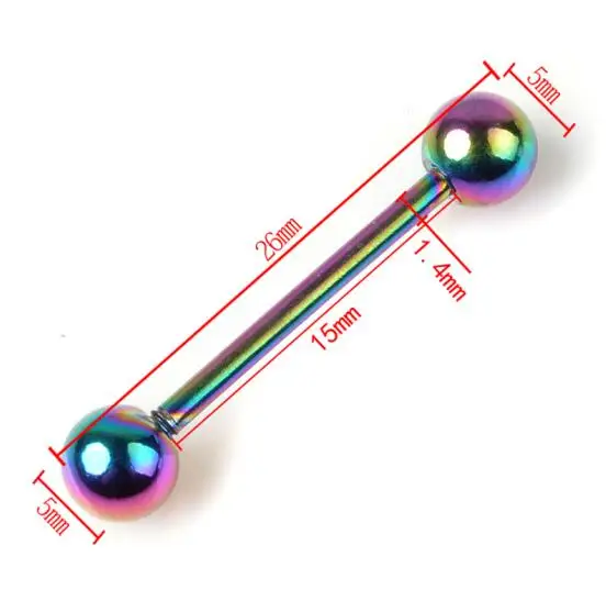 316L штанга нержавеющая сталь 17 г язык кольца Лабрет ниппель Бар кольцо пирсинг ювелирные изделия 1,4 мм 19 мм Длина 5 шт. золото черный - Окраска металла: BB69