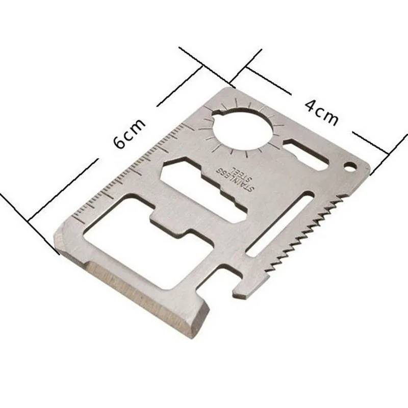 11 En 1 Mini portátil de acero inoxidable tarjeta herramienta táctica deportes al aire libre Camping auto-defensa DE EMERGENCIA equipo de supervivencia
