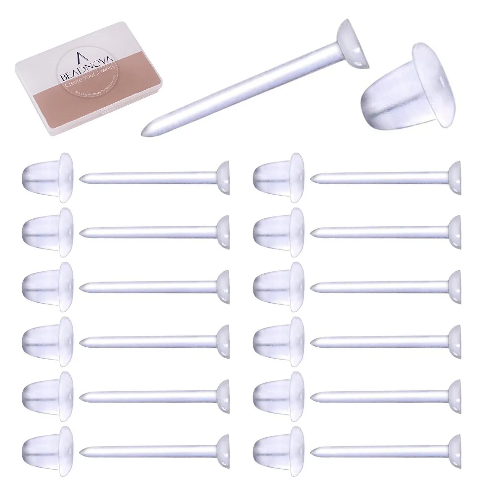 

Clear Invisible Earrings For Sports Earring Hole Saver For Work Plastic Earrings Ear Plug For Earring Hole (500 pairs)