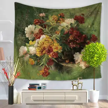 

CAMMITEVER Classic European Floral Tapestry Romantic Decor Roses and Flower Bud Leaves Spring Country Bedroom Living Room Decor