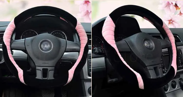 Cobertura de Volante de Pelúcia Capas de Rodas de Automóvel Transporte da Gota Inverno Cores Pele Carro Volante Case 35 - 36 37 38 39 40 cm 6 13 Capas p direção