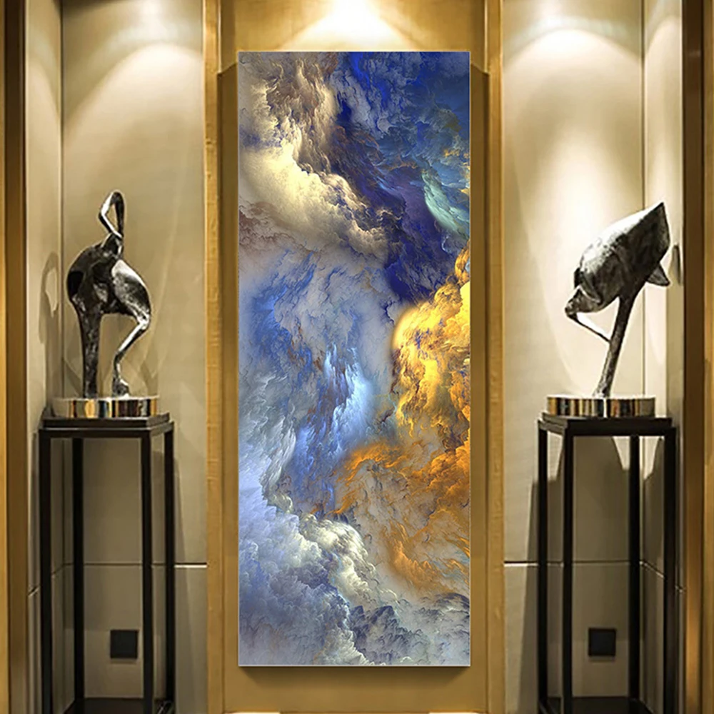 Günstige WANGART Abstrakte Farben Unreal Leinwand Poster Blau Landschaft Wand Kunst Malerei Wohnzimmer Wand Hängen Moderne Kunstdruck Gemalt