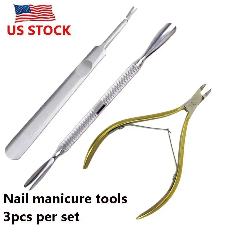 

MESFEES Manicure Tools Set Cuticle Pushers Cuticle Scissors Dead Skin Steel Push Dead Skin Fork and Shear Manicure Set US Stock