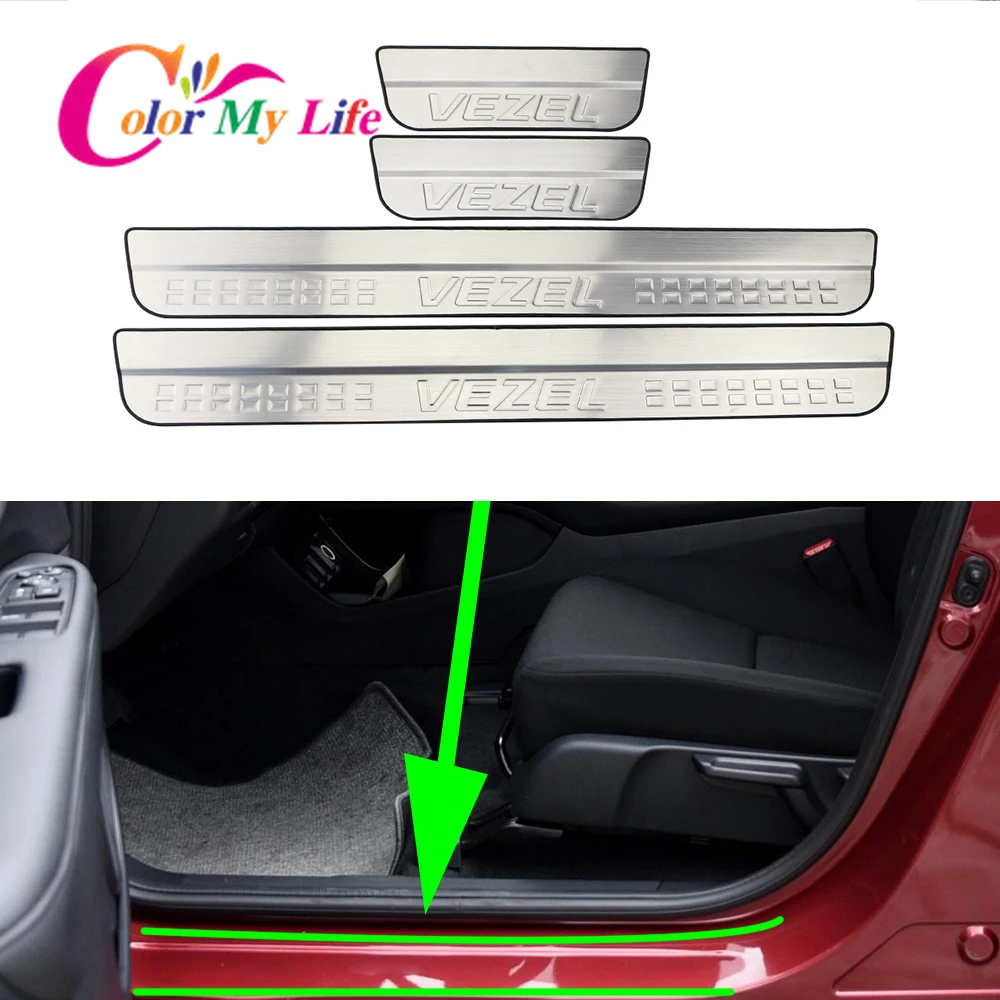 

Stainless Steel 4Pcs/Set Car Door Sill Scuff Plate for Honda Vezel HRV HR-V 2014 2015 2016 2017 2018 2019 Accessories