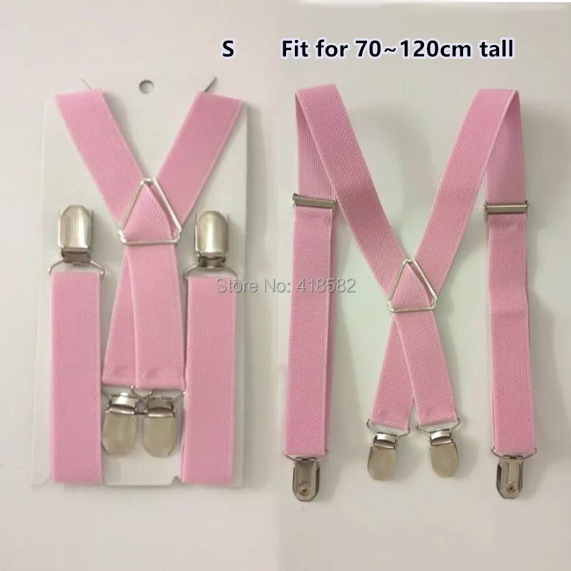 BD002-Light pink kids suspender Elastic strap adjustable women suspenders for weddding men braces 4 clips-on 4 size
