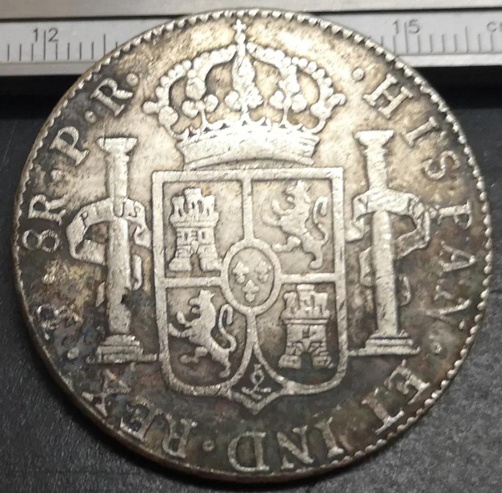 1782 Боливия 8 Reales-Carlos IV посеребренные имитация монеты