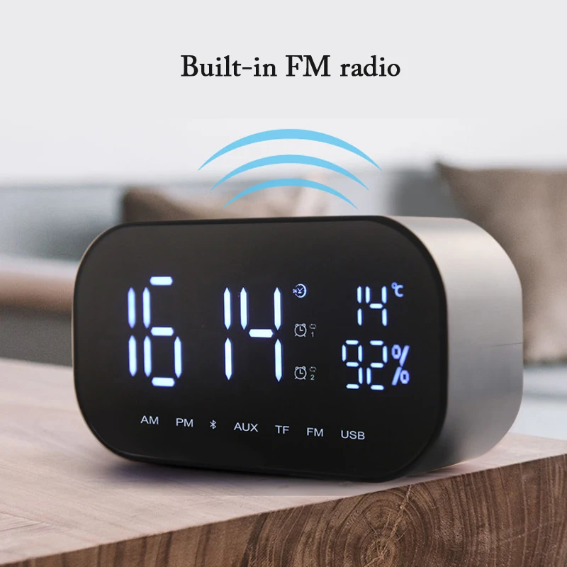 

Multifunctio LED Alarm Clock with FM Radio wireless Bluetooth Speaker Support Aux TF USB Music Player Wireless Bluetooth Speaker