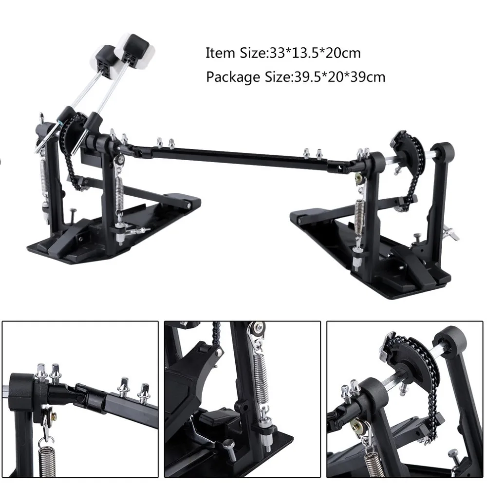 

Professional Drum Pedal Dual Pedal Foot Kick Percussion Drum Durable Single Steel Chain Drives Percussion Instrument Accessories