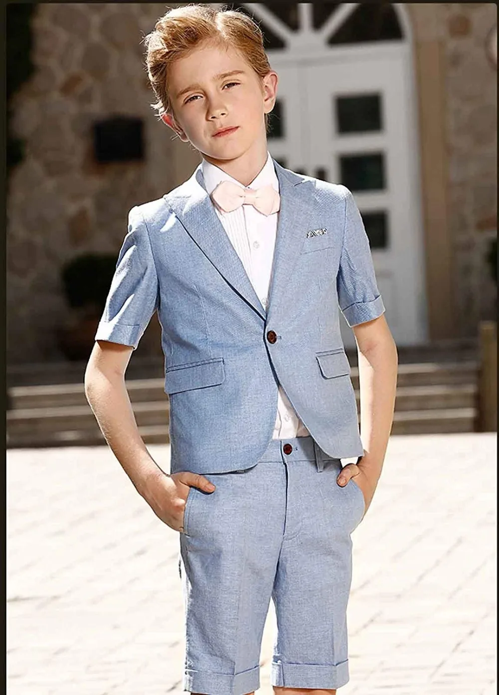Короткий костюм для мальчиков, однобортные костюмы для мальчиков на свадьбу, костюм блейзеры для мальчиков, летняя одежда