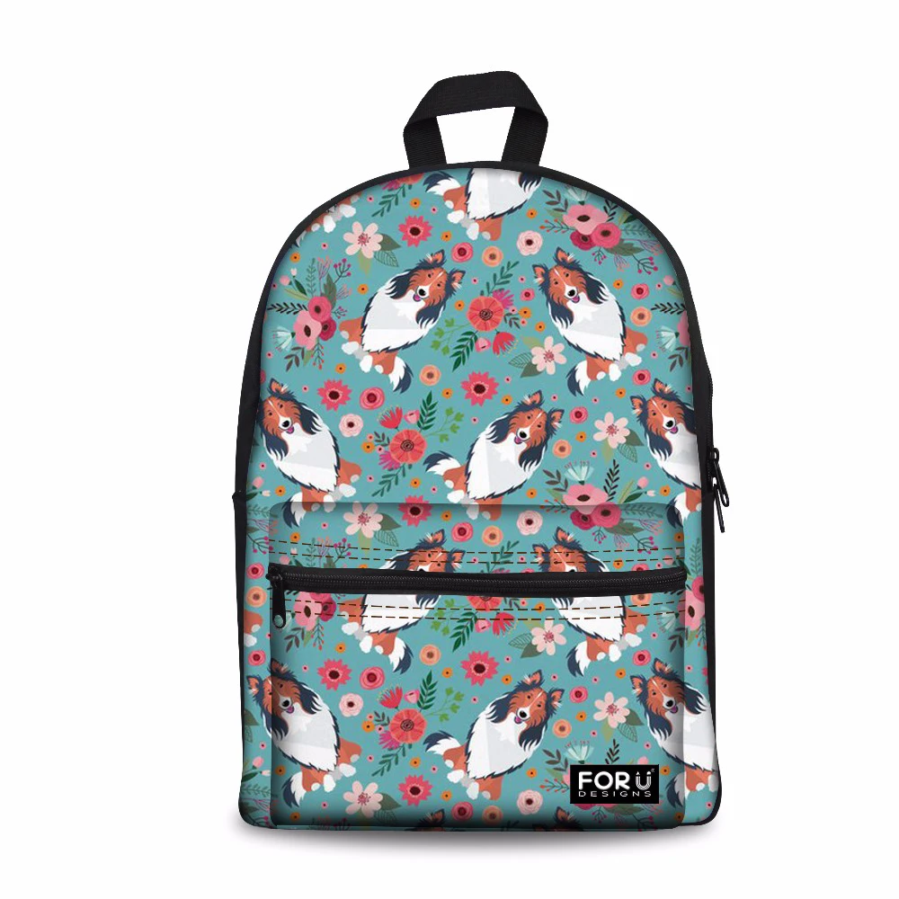 

Customized Canvas School Backpack for Teenager Girls Rough Border Collie Printing Bookbag Feminine Casual Daypack Backpacks