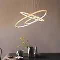 Moderne minimalistischen DIY kreis kronleuchter wohnzimmer luxus kristall home decor LED beleuchtung lampe-in Pendelleuchten aus Licht & Beleuchtung bei
