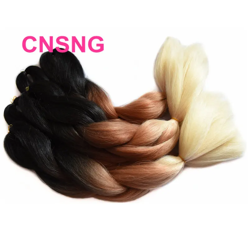 Ombre Kanekalon Braiding Hair Synthetic Jumbo Braiding Hair Three