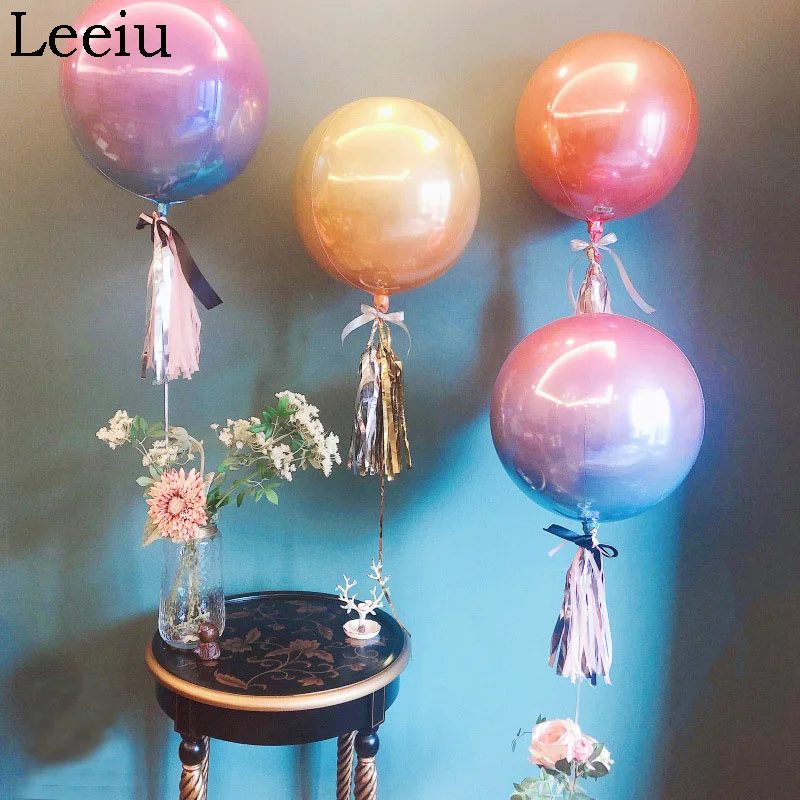 Leeiu 22 дюймов диско красочные 4D гелиевые шары с днем рождения Baby Shower круглый Фольга баллоны Свадебные украшения вечерние поставки