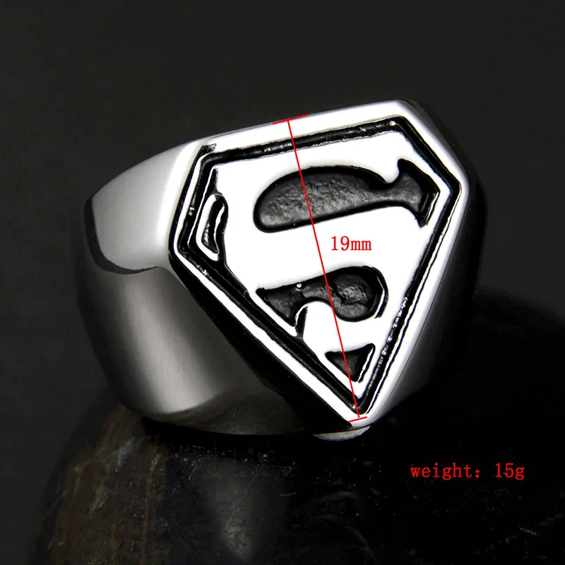 

Top Quality Punk Superman Super Power Ring Midi Stainless Steel Signet Ring For Women Proposal Gift Party Drop Ship