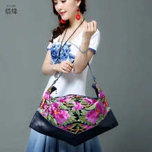 XIYUAN/Брендовая женская сумка в китайском стиле с вышивкой в этническом стиле; летняя модная женская сумка ручной работы с цветами; Весенняя Сумка-тоут; плечевые сумки