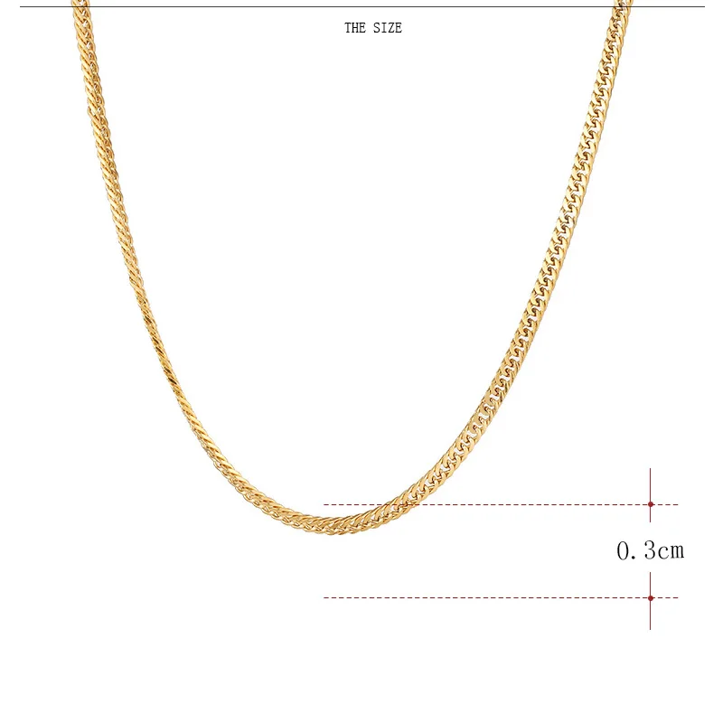 CACANA Stainless Steel Chain Necklaces For Man Women Gold Silver Color For Pendant Two-Sided Weave Donot Fade Jewelry A1293