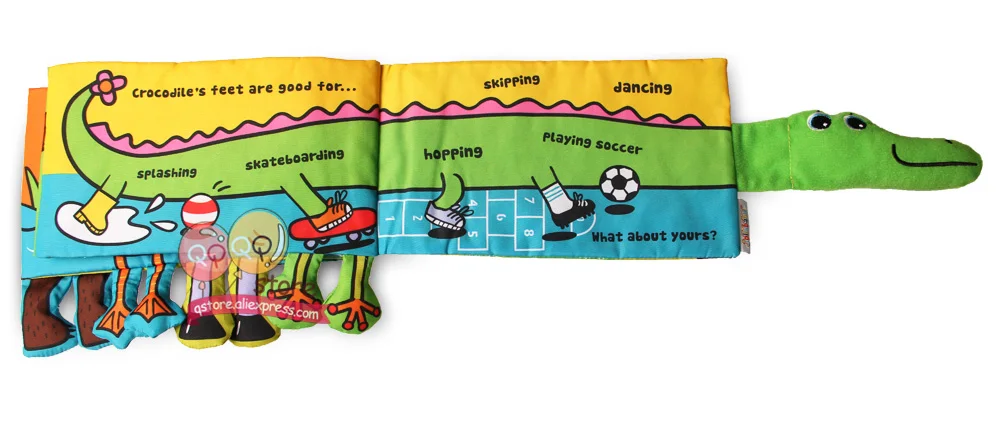 Jogo de Correspondência Brinquedos do Bebê para Crianças Jollybaby Cujos Pano Macio Atividade Livros Animais Jacaré Educativo Infantil Presente Pés 3 High Quality