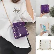 Женская прозрачная сумка-клатч из ПВХ с цепочкой через плечо, сумка через плечо, Сумочка для телефона, модная прозрачная сумка