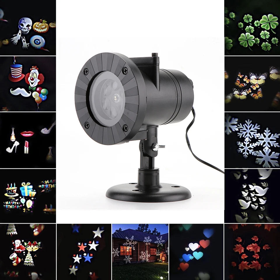 

12 Patterns Christmas Laser Snowflake Projector New Outdoor LED Waterproof Disco Lights Home Garden Star Light Indoor Decoration