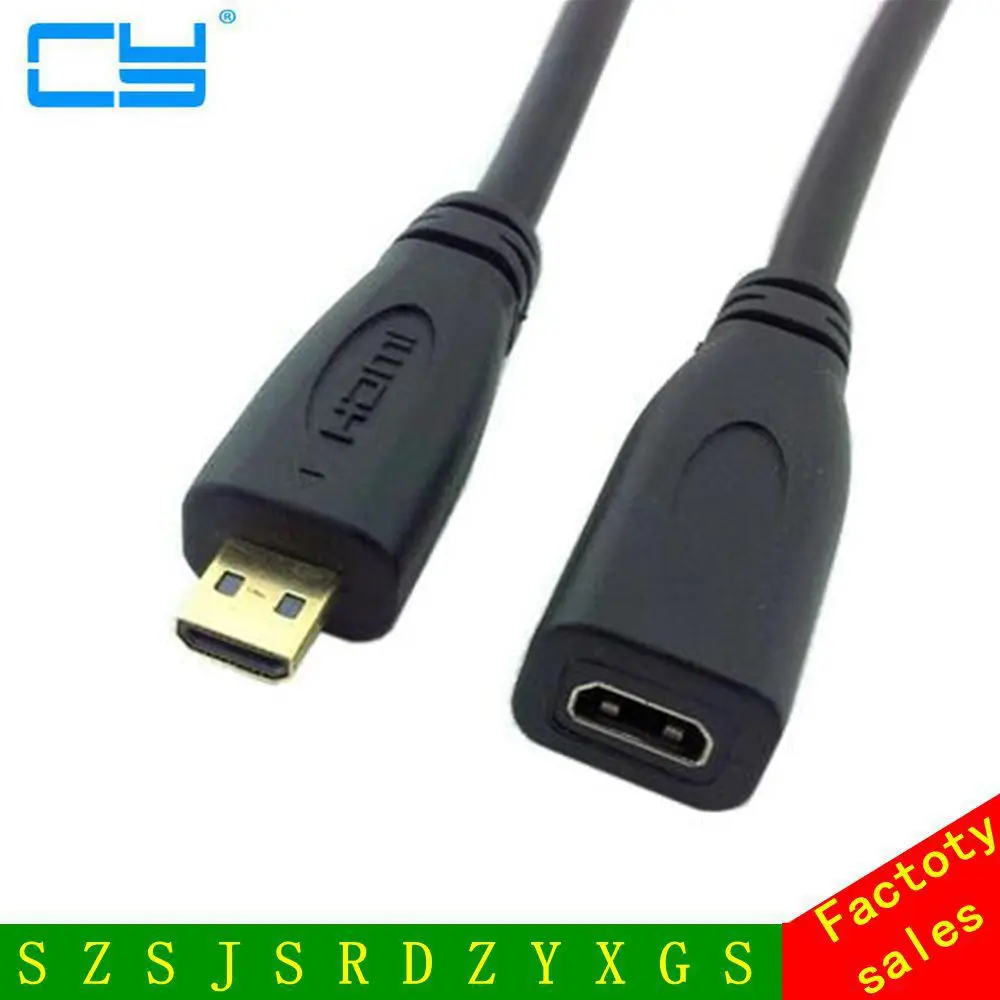 

new HDMI 1.4v 3D Type Micro HDMI Male to Micro HDMI Female M/F Extension Cable 60cm 1080p for FujifilmHTC huawei s7
