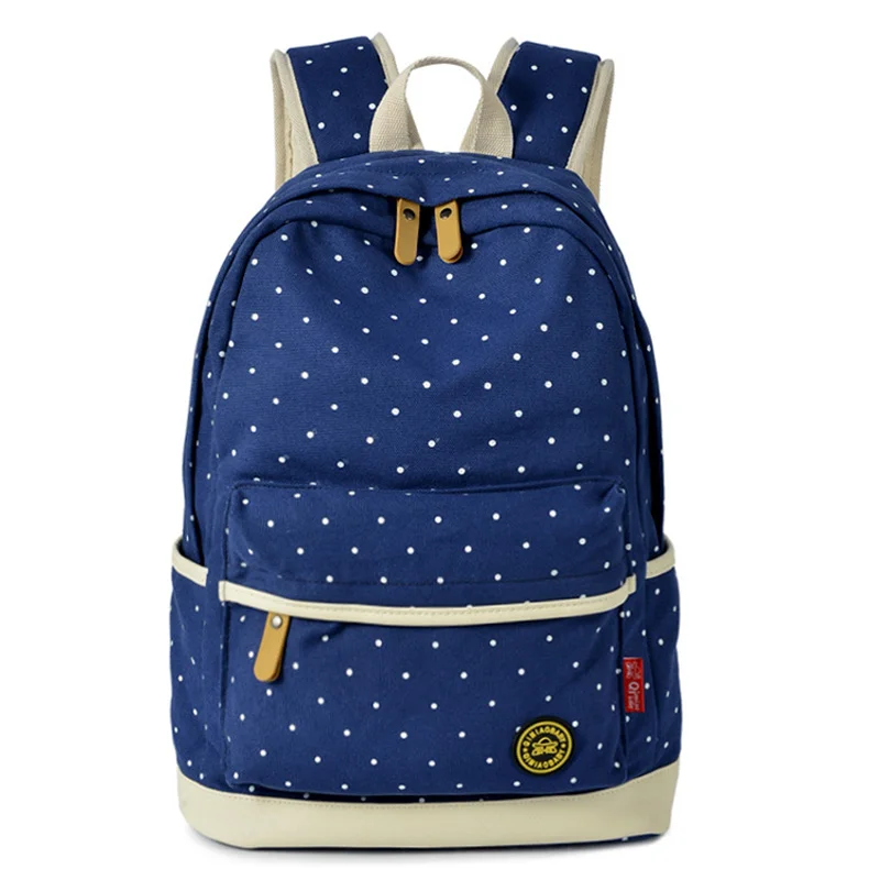 

ZHIERNA Girl Backpack Female Bag Computer 3-5 Grade And Middle School Student College Wind Bag Wave Point Canvas Backpack