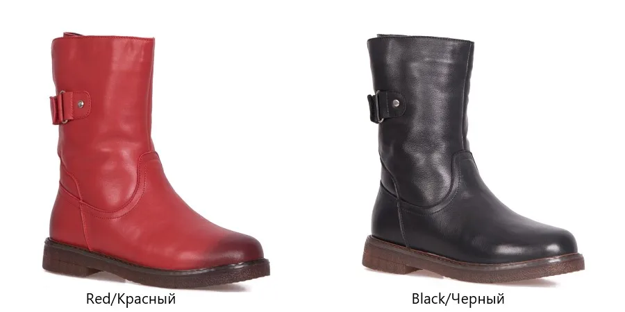 BELISS warm boots winter fur mid calf cow genuine leather 2018 casual comfortable flats boot for women handmad (14)