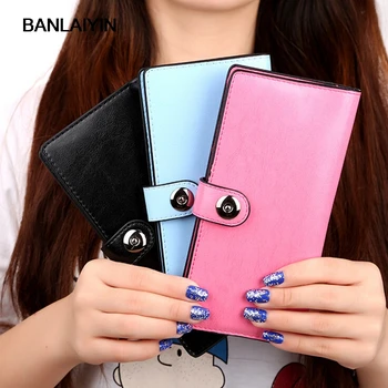 

Pop Fashion 4 Colors PU Leather Long Wallets Buckle Design Women Wallets Portable Casual Lady Cash Purse Girls Card Holder Gift