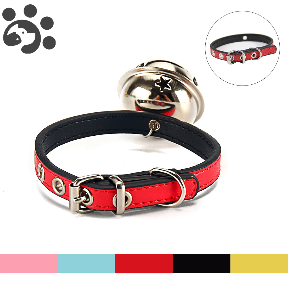 

Leather Dog Cat Collar with Bell Necklace for Cats Adjusable Lead for Small Large Dog Puppy Kitten Soft Collars Chihuahua MP0059
