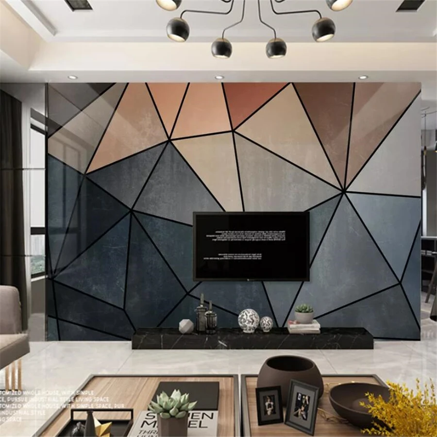 Пользовательские обои 3d фрески микро-резные треугольные современные минималистичные скандинавские геометрические ТВ фоновые обои для стен