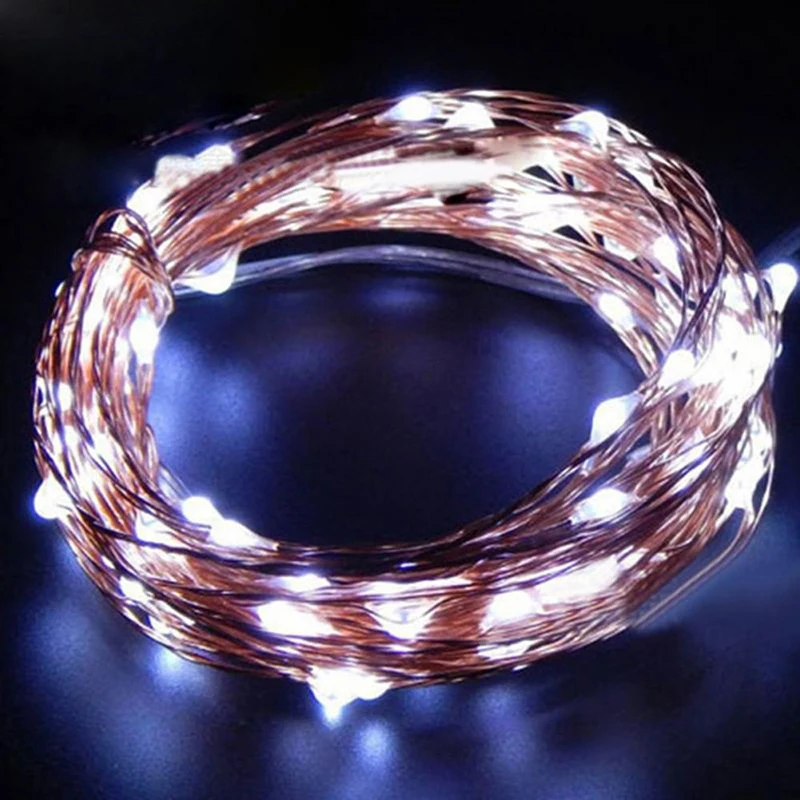 Рождественские праздничные солнечные гирлянды 10Led RGB медная проволока винная